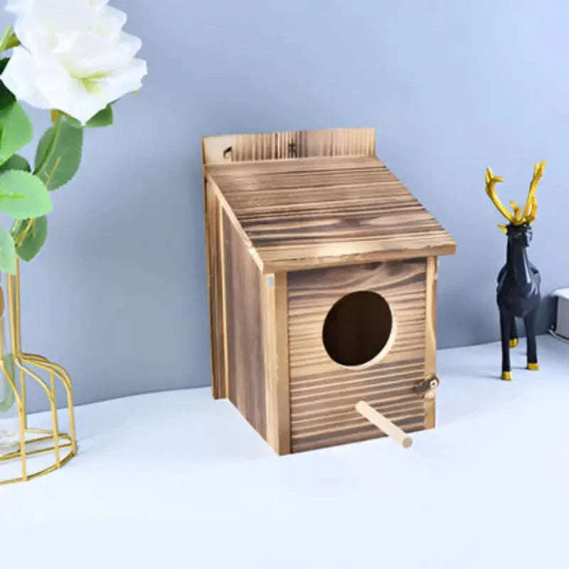 Birdhouse Natural Wood Rope Hanger Indoor & Outdoor