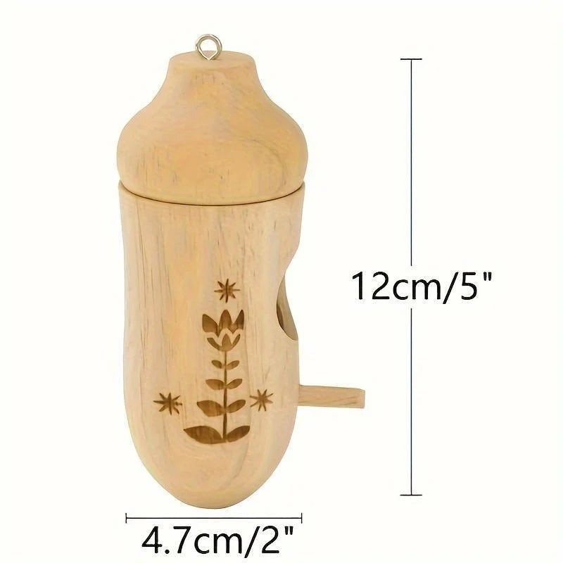 Birdhouse Set Natural Wood Engraved Hanging