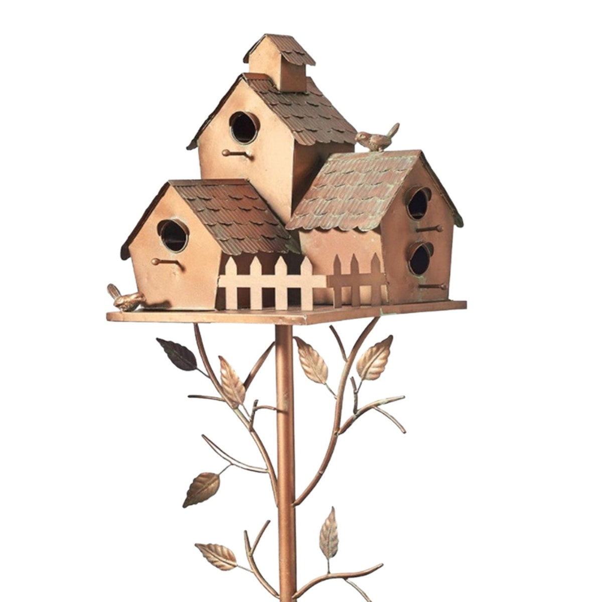 Birdhouse Stake Decorative Metal Copper Bronze