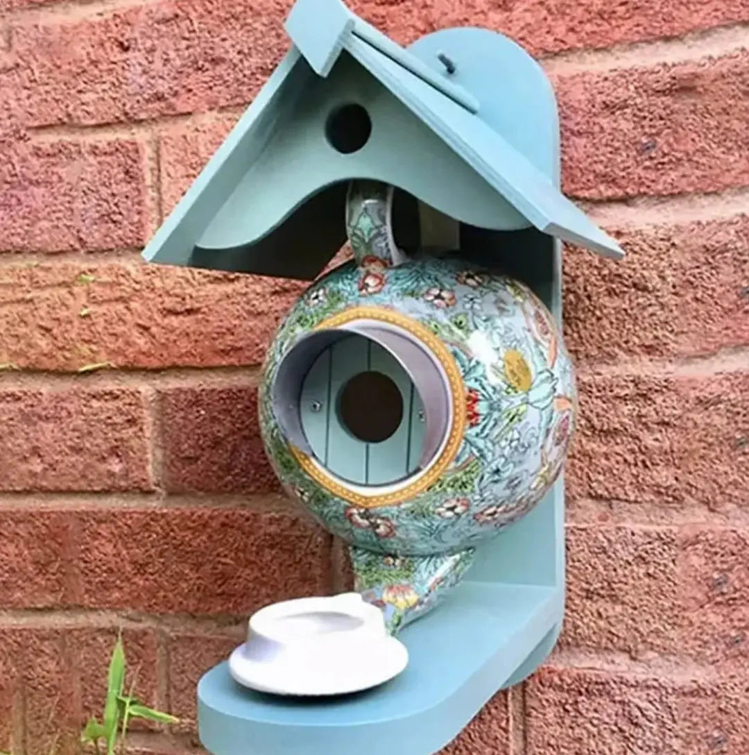 Birdhouse Teapot Design Handcrafted Weather-Resistant
