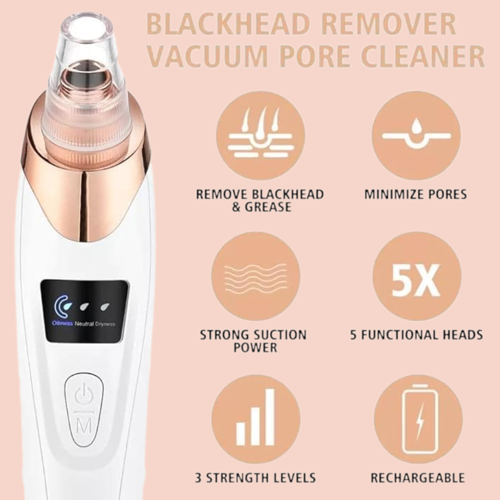 Blackhead Remover Rechargeable Suction & Interchangeable Heads
