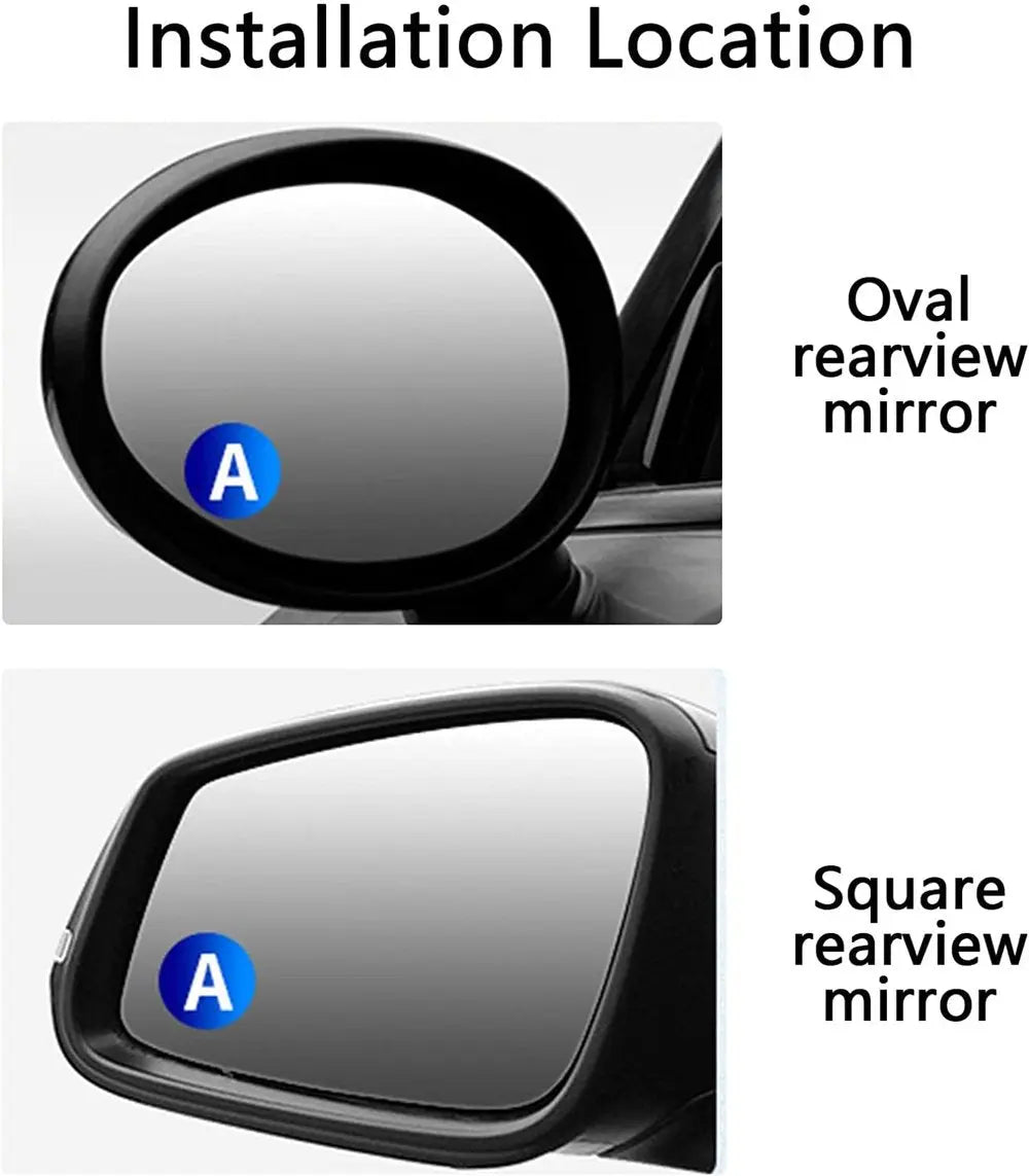 Blind Spot Mirror 360° Swivel Suction Mount Scratch-Resistant Glass