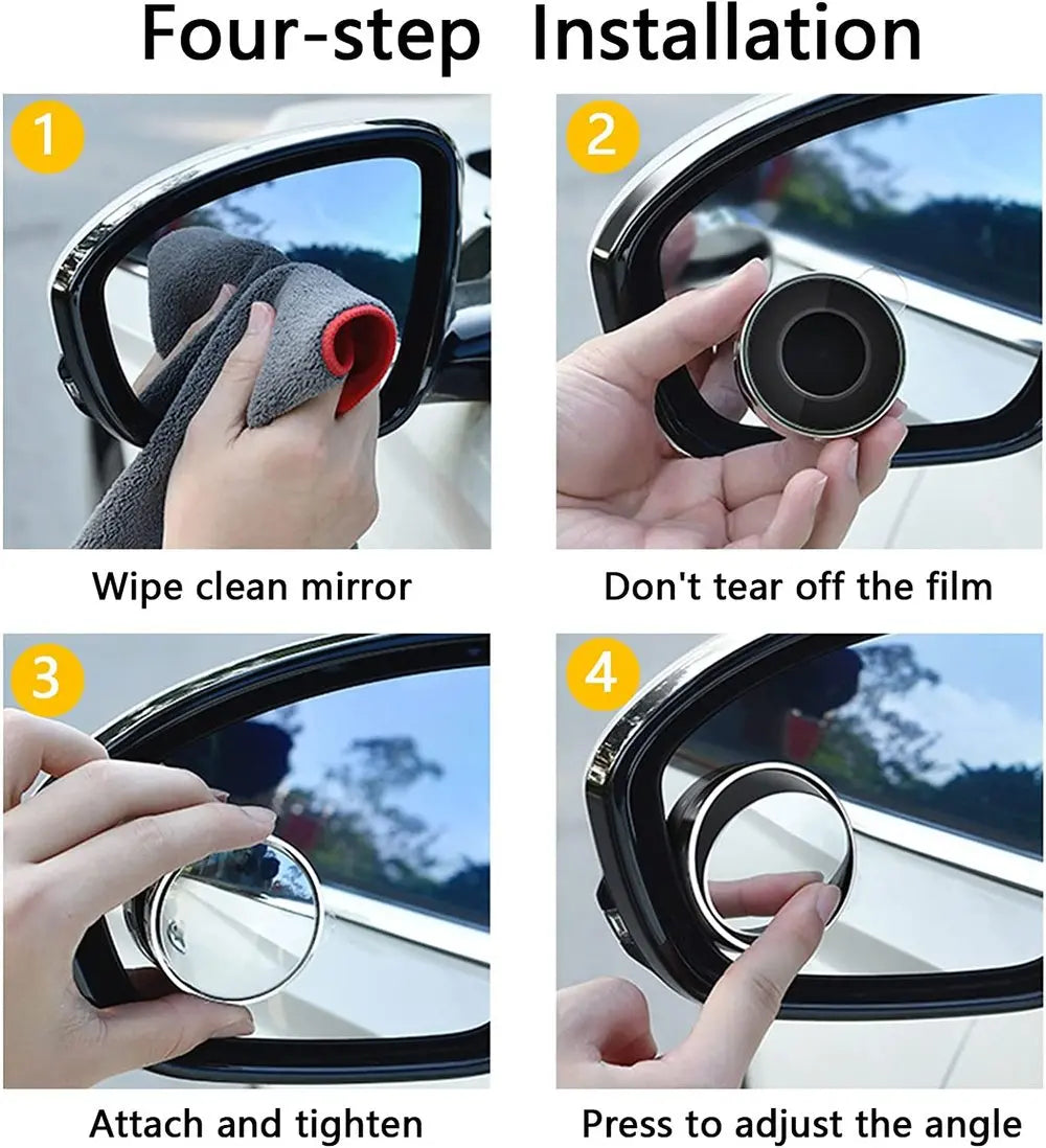 Blind Spot Mirror 360° Swivel Suction Mount Scratch-Resistant Glass