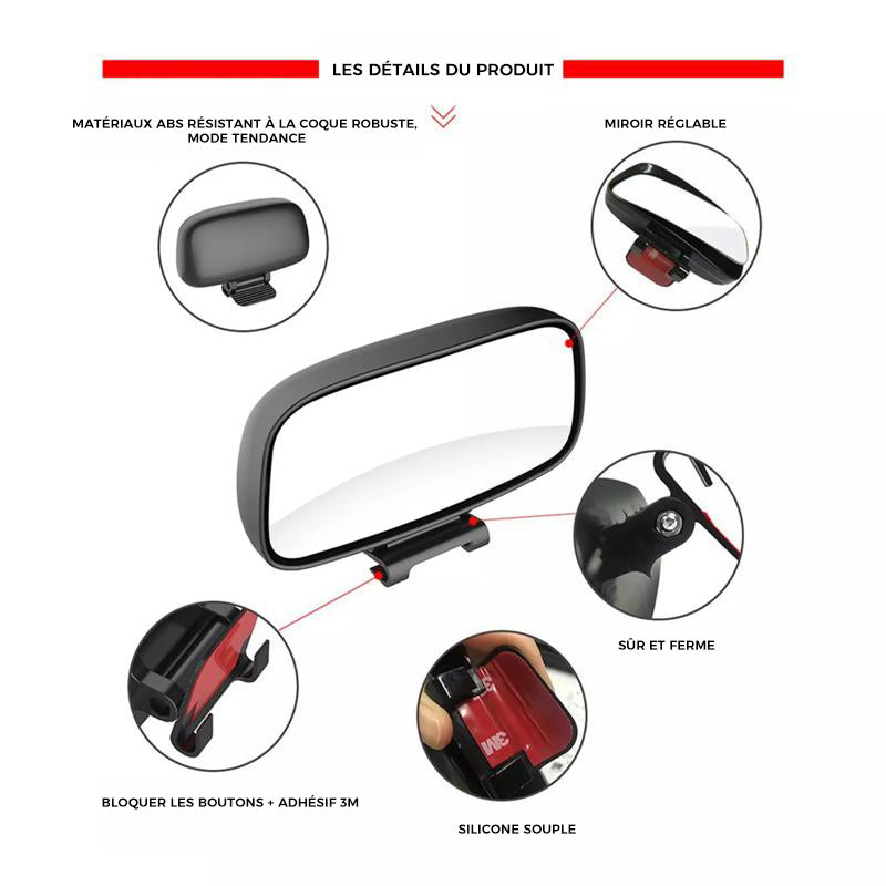 Blind Spot Mirror Adjustable Angle Clip-On & Universal Fit