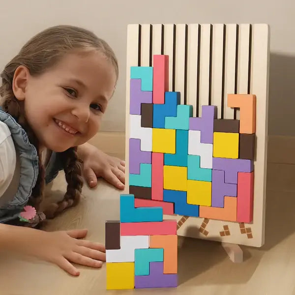 Block Puzzle 20-Piece Colorful FSC-Certified Wood
