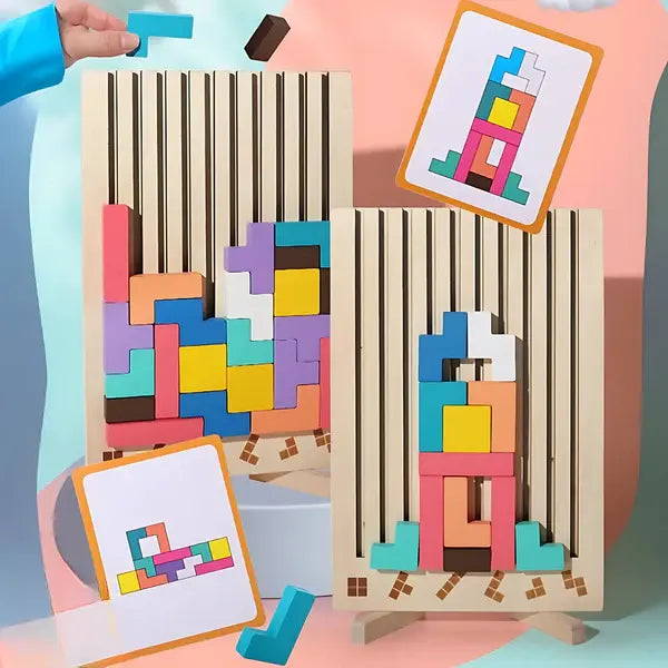 Block Puzzle 20-Piece Colorful FSC-Certified Wood
