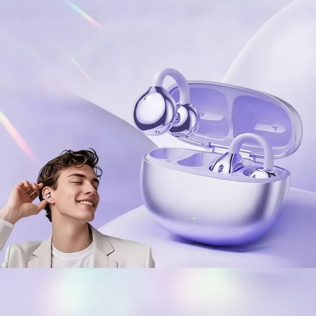 Bluetooth Earbuds Open-Ear Clip Multipoint AI Noise Suppression