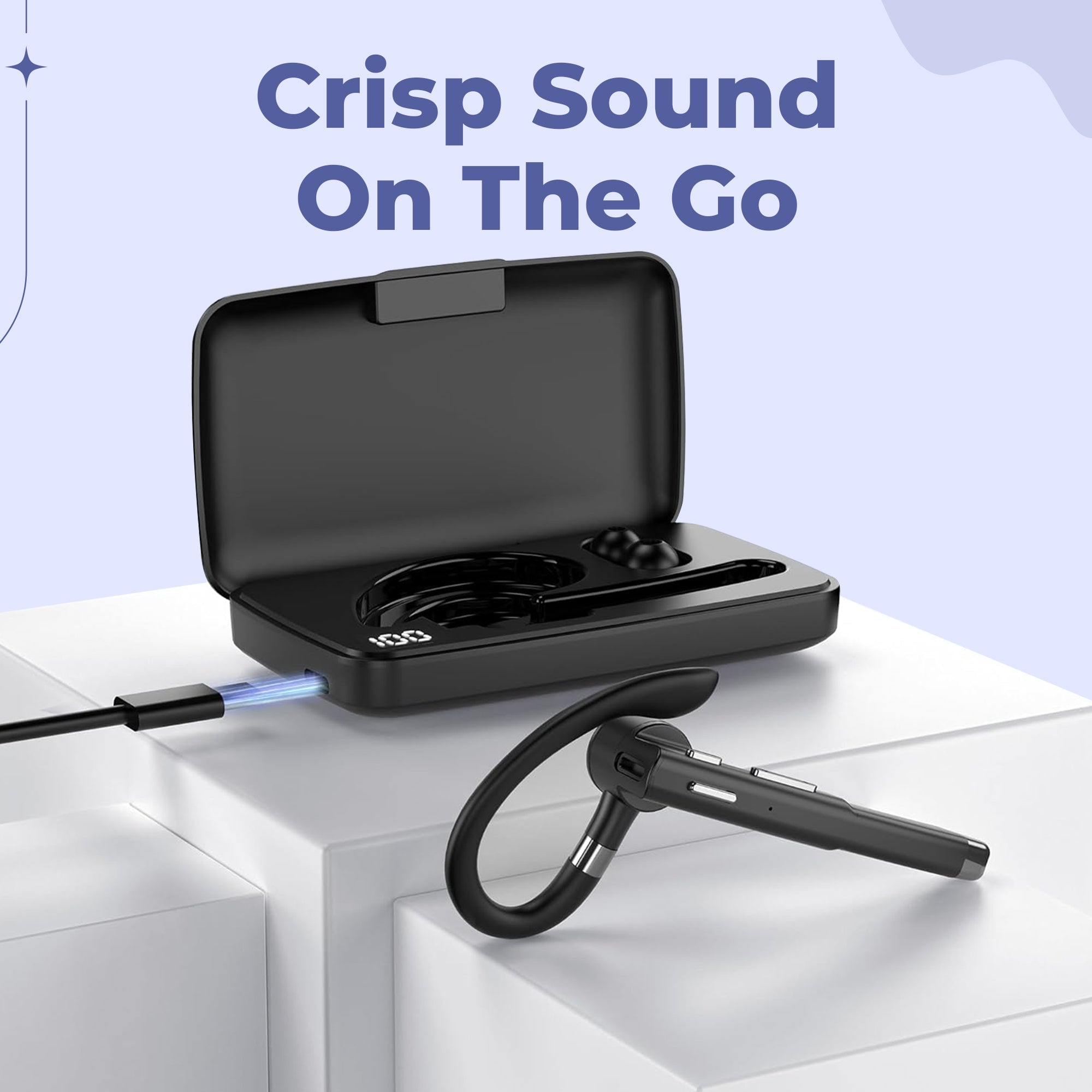 Bluetooth Headset Dual Microphone Noise Cancelling 72-Hour Battery