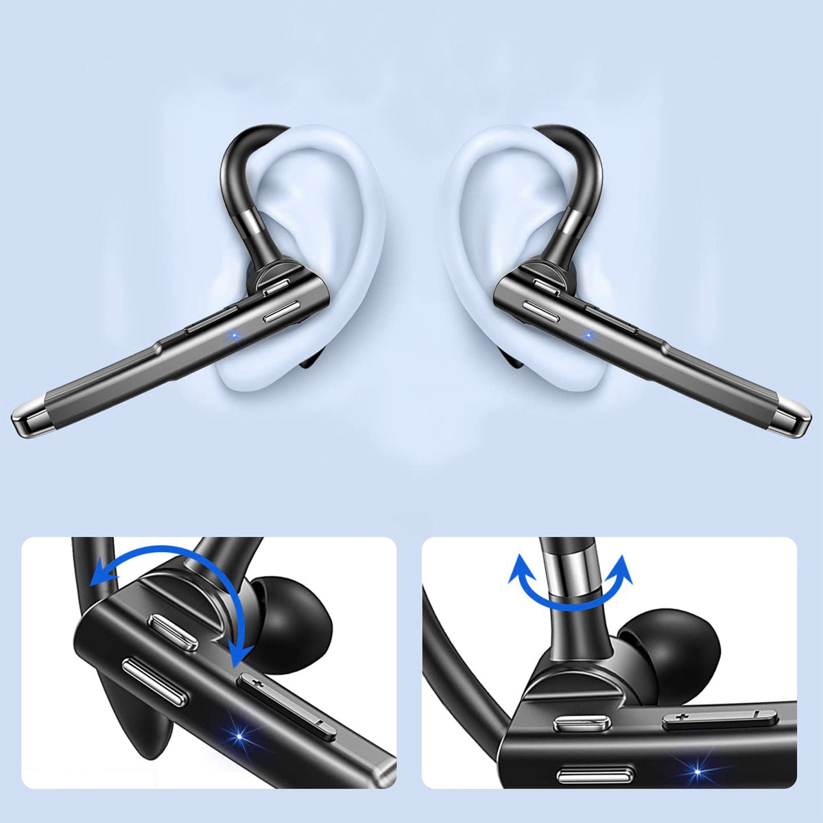 Bluetooth Headset Dual Microphone Noise Cancelling 72-Hour Battery