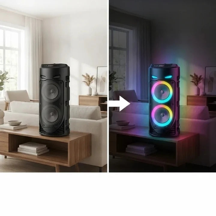 Bluetooth Speaker Portable RGB LED Wired Microphone & Remote
