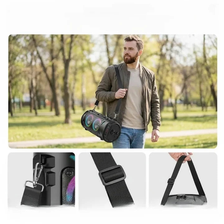 Bluetooth Speaker Portable RGB LED Wired Microphone & Remote