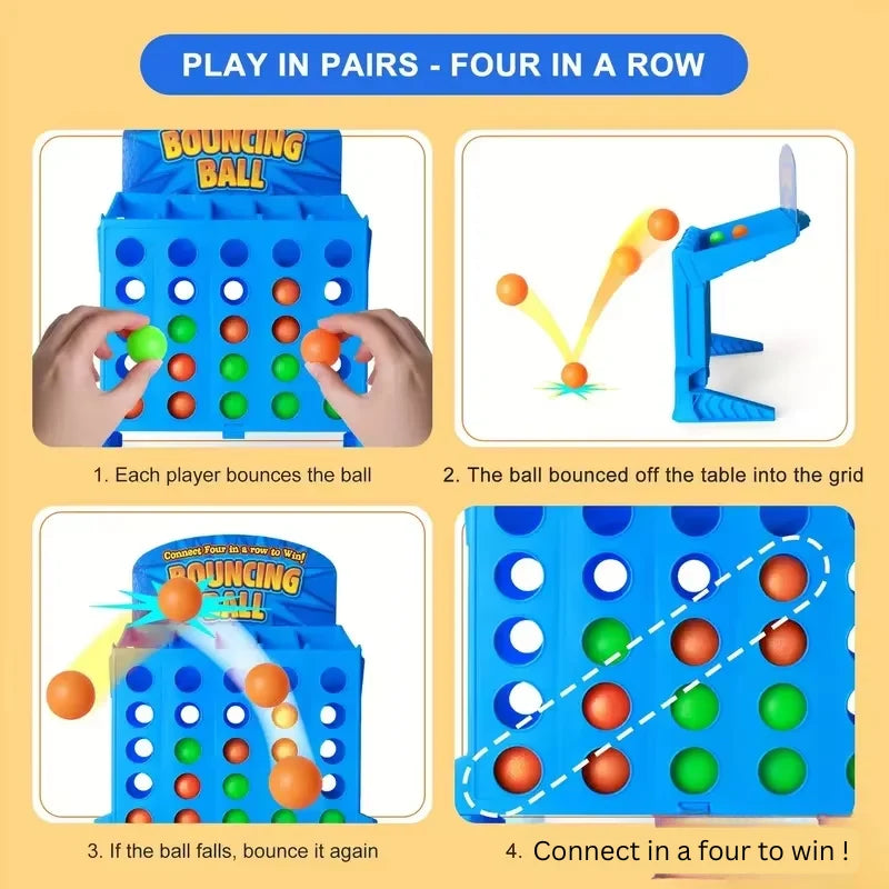 Board Game Four-in-a-Row Compact & Portable
