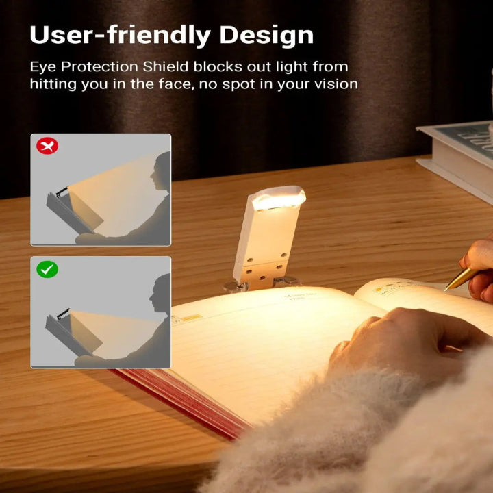Book Light USB Rechargeable Flexible Neck Warm & Bright LED