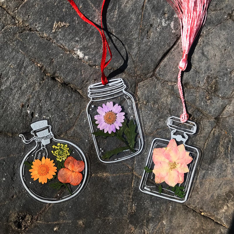 Bookmarks Acrylic Real Dried Flowers Set of 30