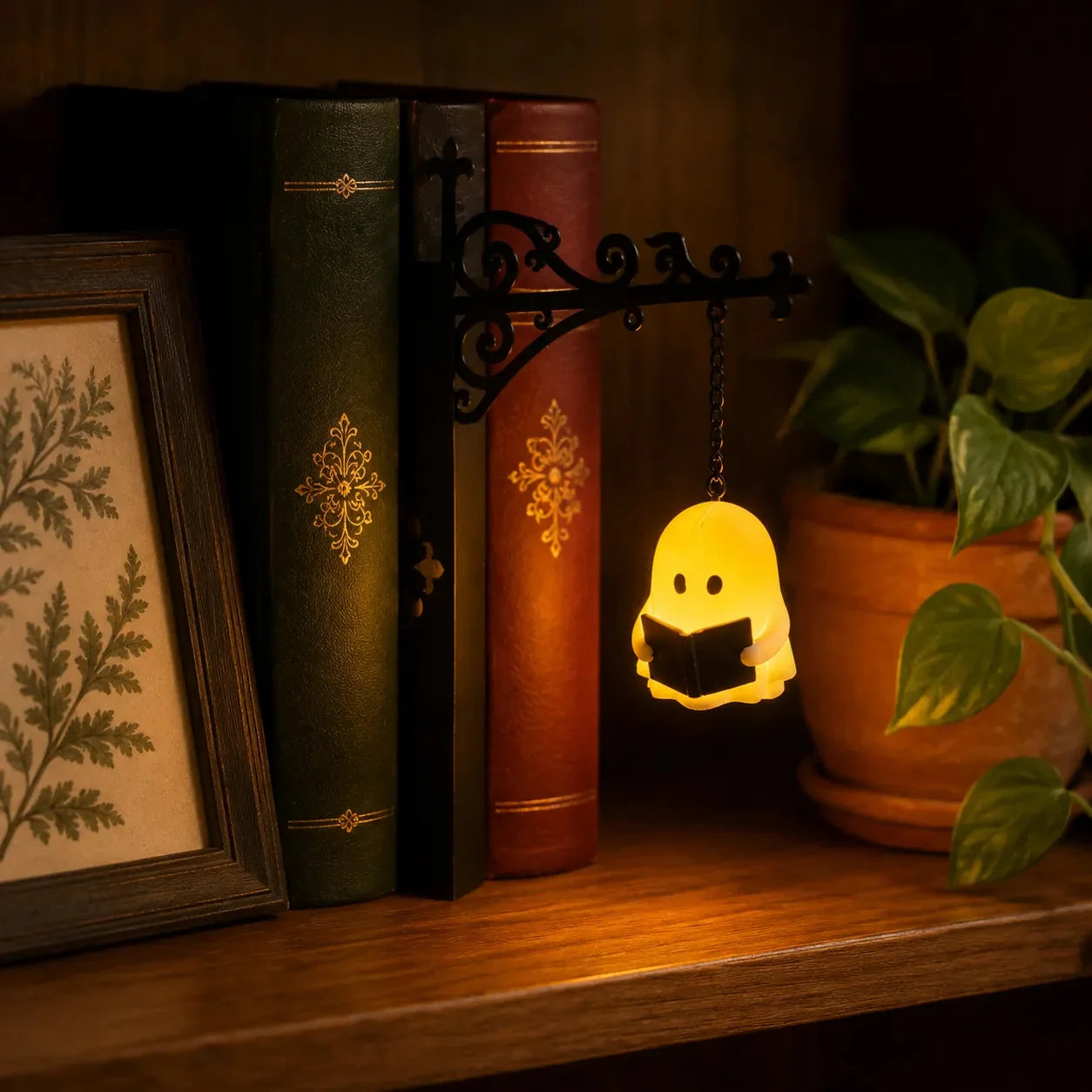 Bookshelf Lantern Slim Metal Battery Operated Warm LED