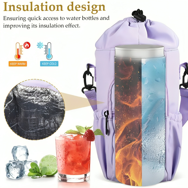 Bottle Crossbody Bag Water-Repellent Nylon Adjustable Strap