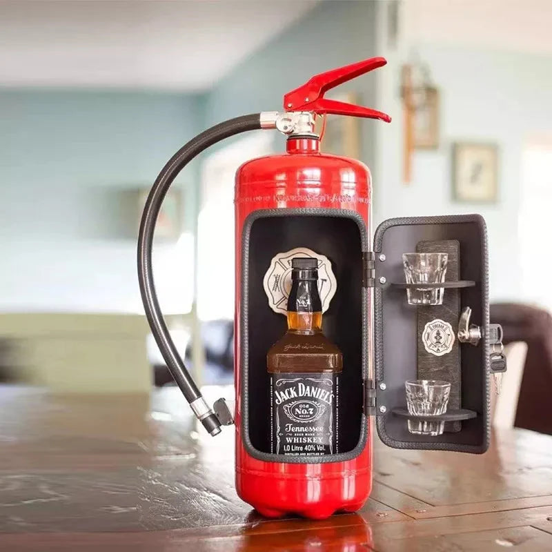 Bottle Holder Fire Extinguisher Design Integrated Glass Holder