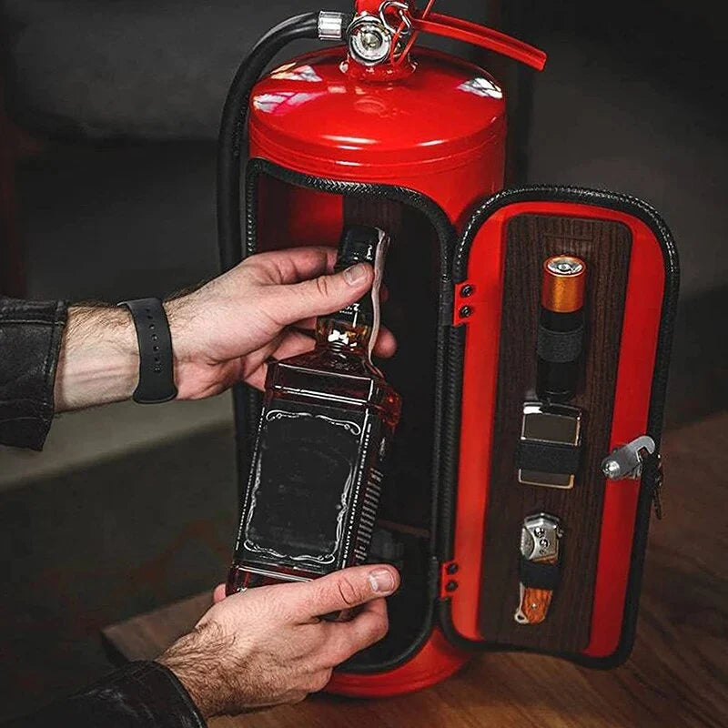 Bottle Holder Fire Extinguisher Design Integrated Glass Holder