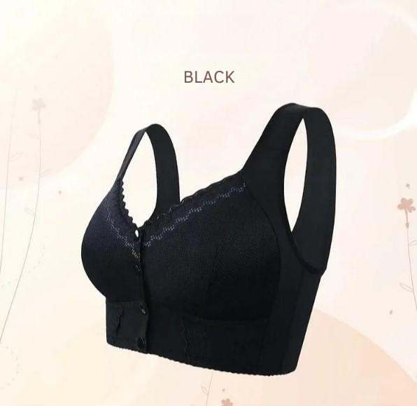 Bra Front Button Closure Wireless & Soft Breathable Cotton