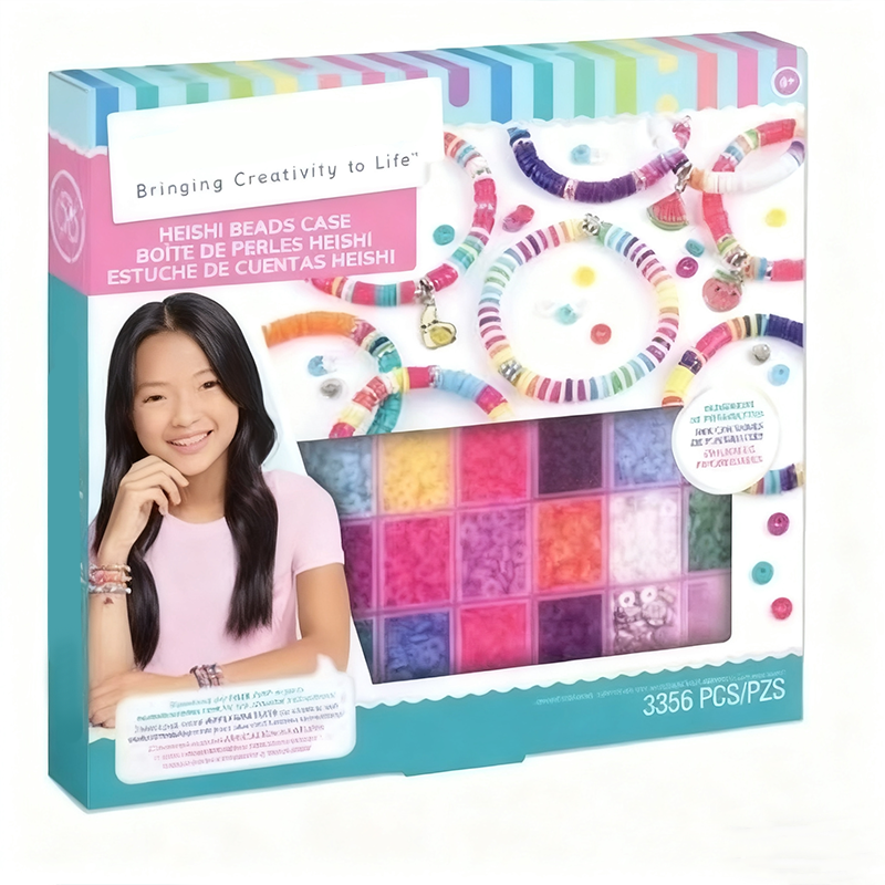 Bracelet Making Kit Click-Dispense Carousel Heishi Beads & Elastic Thread