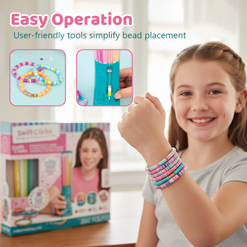 Bracelet Making Kit Click-Dispense Carousel Heishi Beads & Elastic Thread