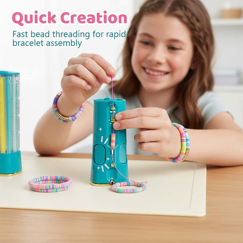 Bracelet Making Kit Click-Dispense Carousel Heishi Beads & Elastic Thread