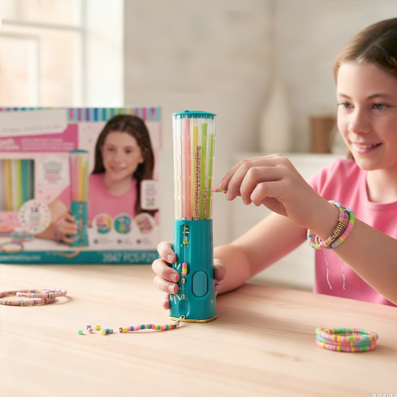 Bracelet Making Kit Click-Dispense Carousel Heishi Beads & Elastic Thread