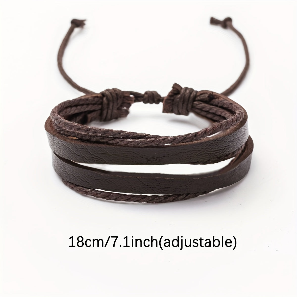 Bracelet Set Genuine Leather & Wooden Beads 4-Piece