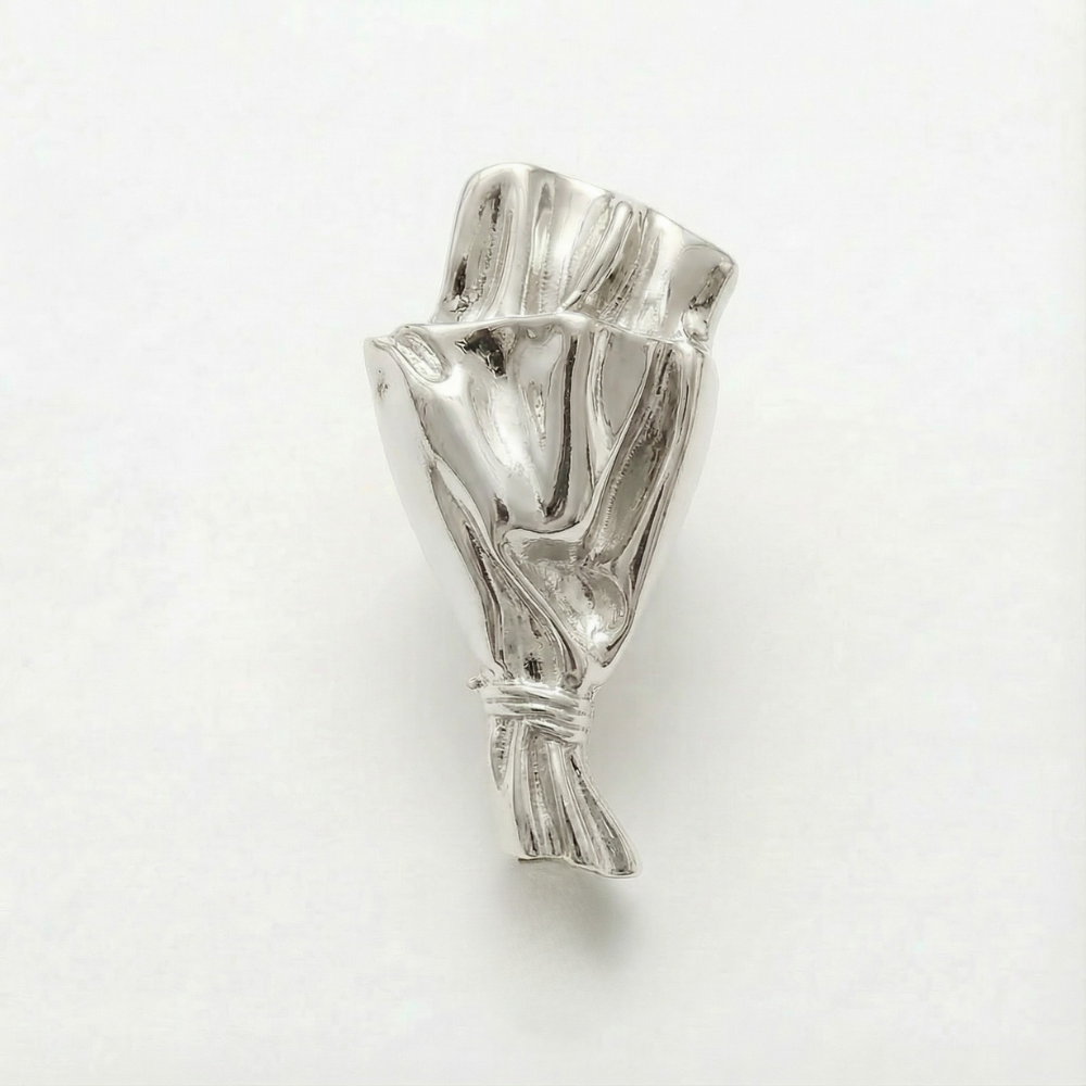 Brooch Mini Vase Opening Polished Alloy & Fabric Friendly