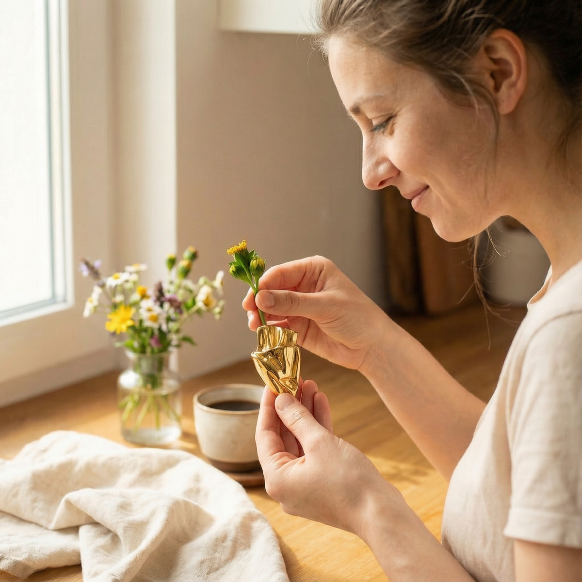 Brooch Mini Vase Opening Polished Alloy & Fabric Friendly