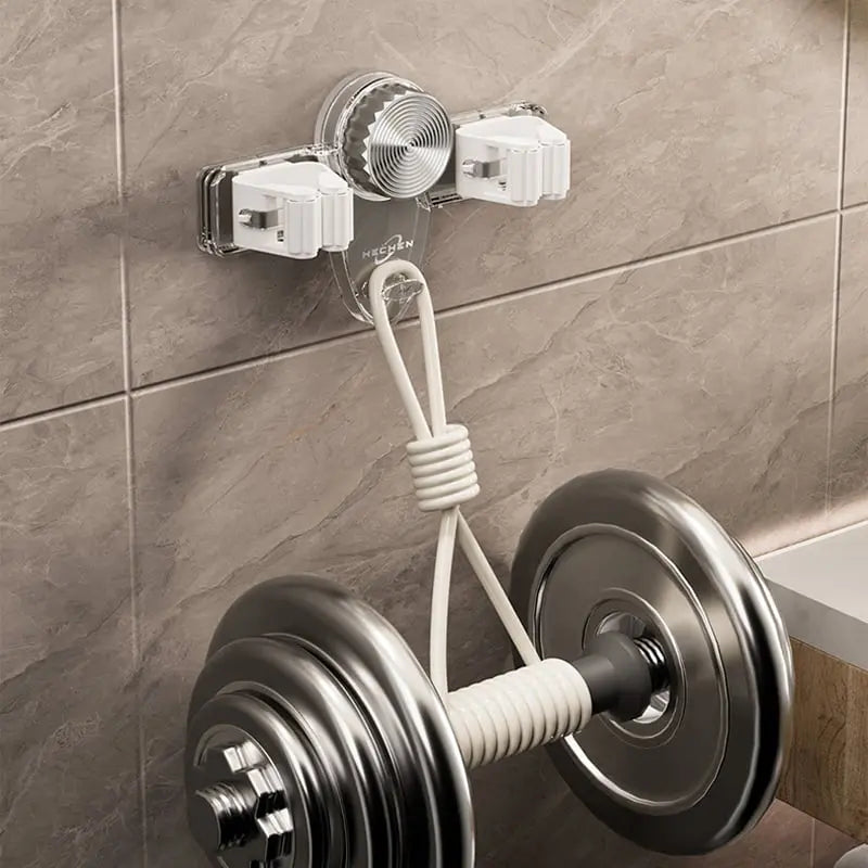 Broom & Mop Holder No-Drill Suction Auto-Grip