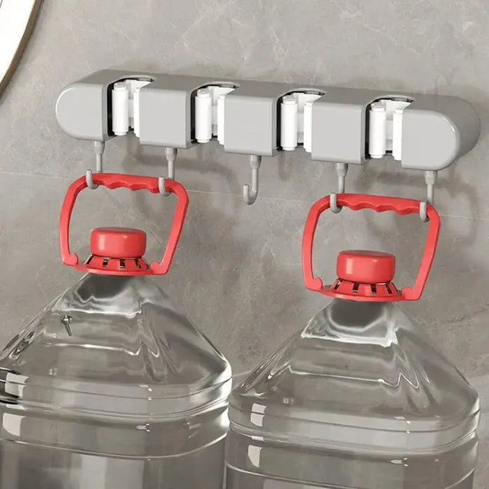 Broom & Mop Holder Space-Saving Stainless Steel Grip