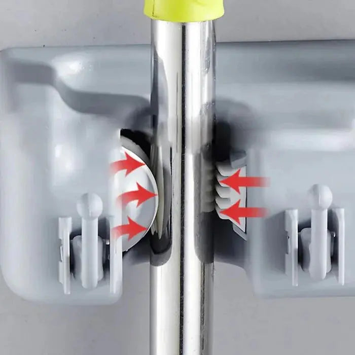 Broom & Mop Holder Space-Saving Stainless Steel Grip