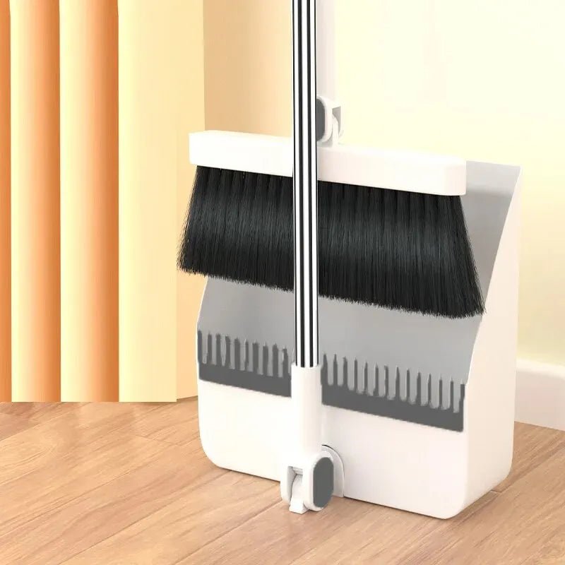 Broom Set Self-Cleaning Bristles Height-Adjustable Handle