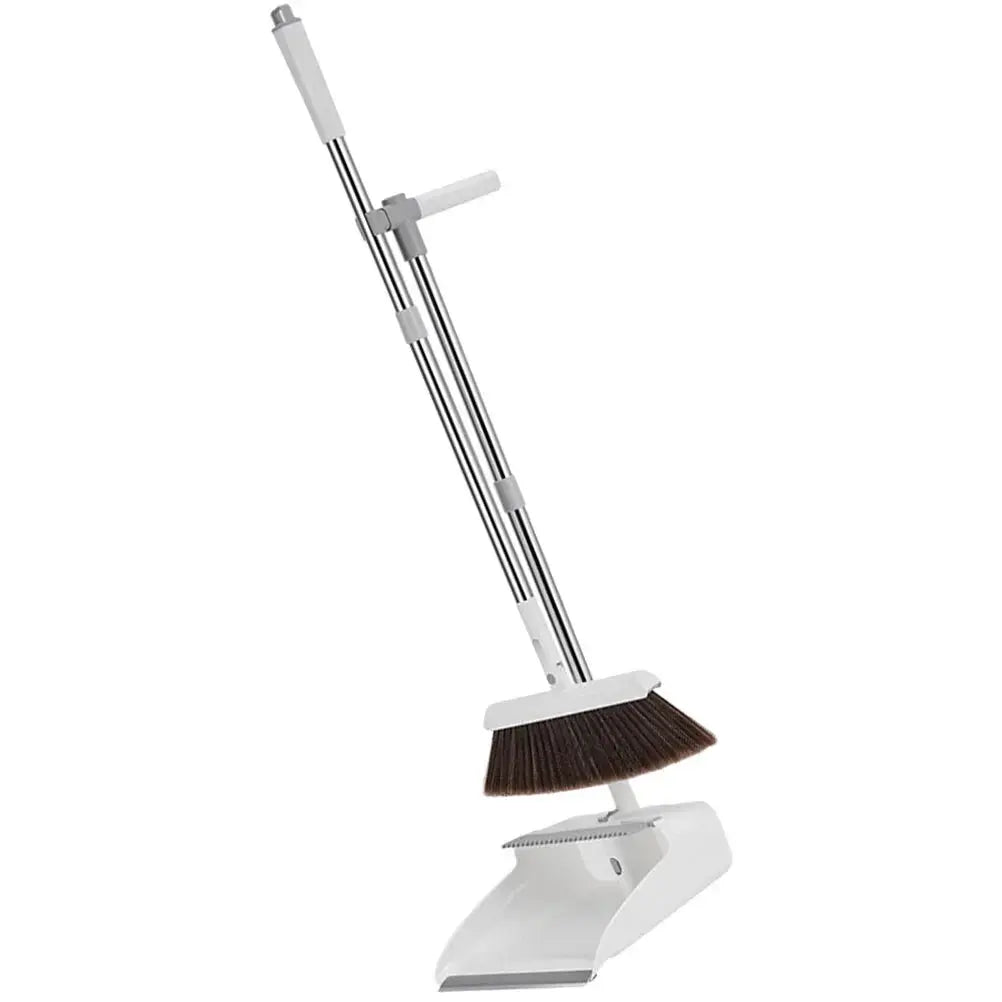 Broom and Dustpan Set Stainless Steel Handle Serrated Dustpan