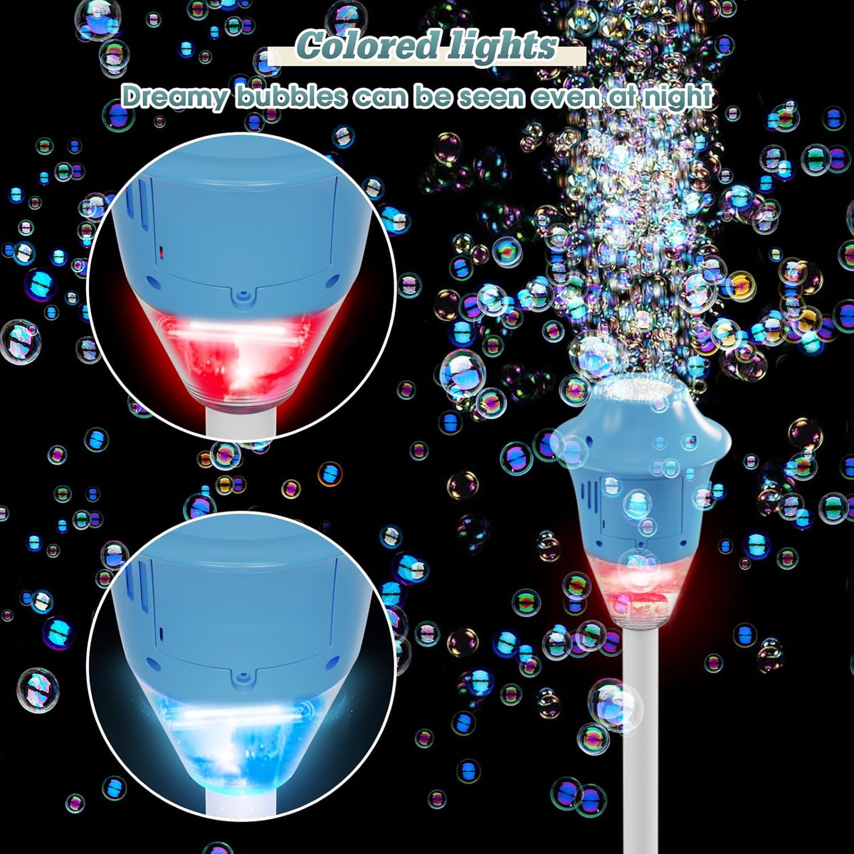 Bubble Machine Rechargeable Colorful LED 10,000 Bubbles Per Minute