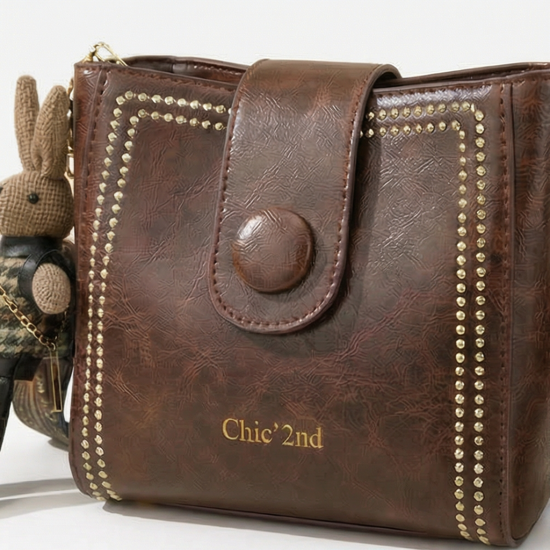 Bucket Crossbody Bag Vintage PU Leather Adjustable Woven Strap