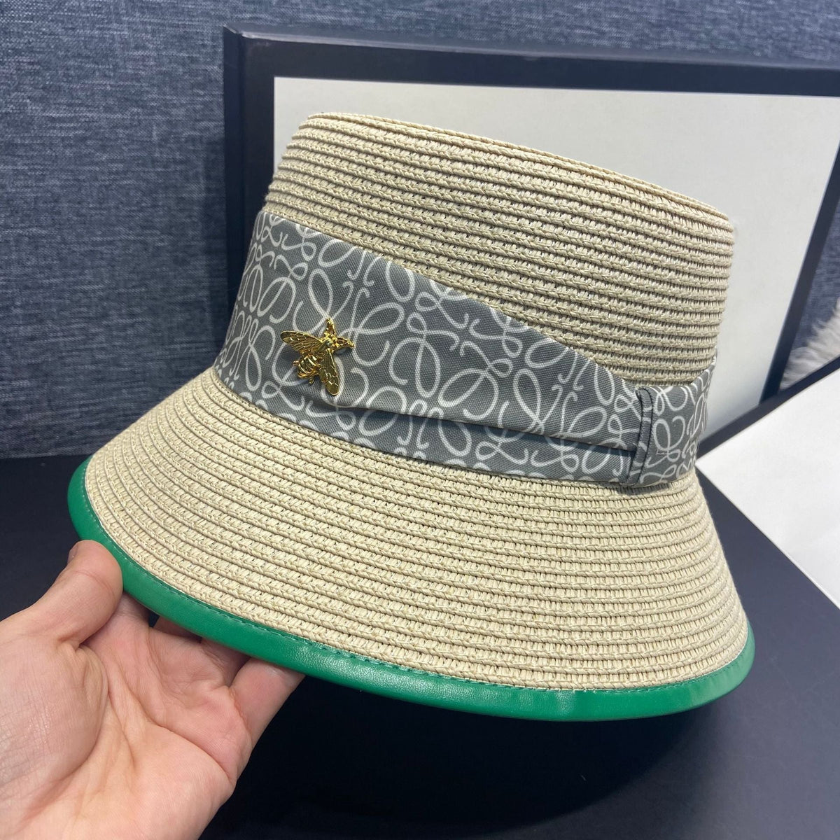 Bucket Hat Polyester-Cotton Blend Wide Brim Bow Detail