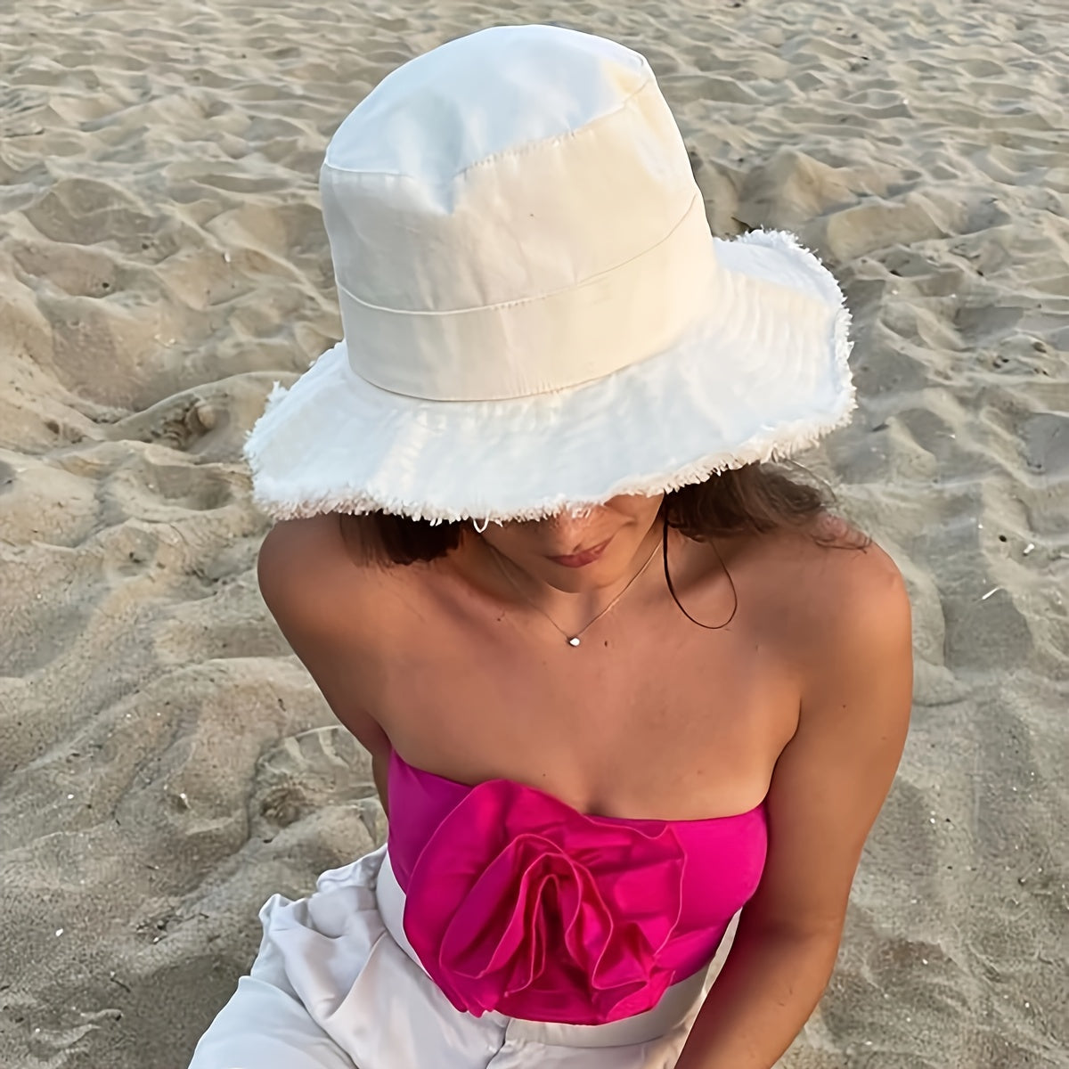 Bucket Hat Wide Brim UV Protection Adjustable Drawstring