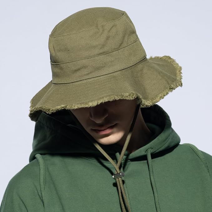 Bucket Hat Wide Brim UV Protection Adjustable Drawstring