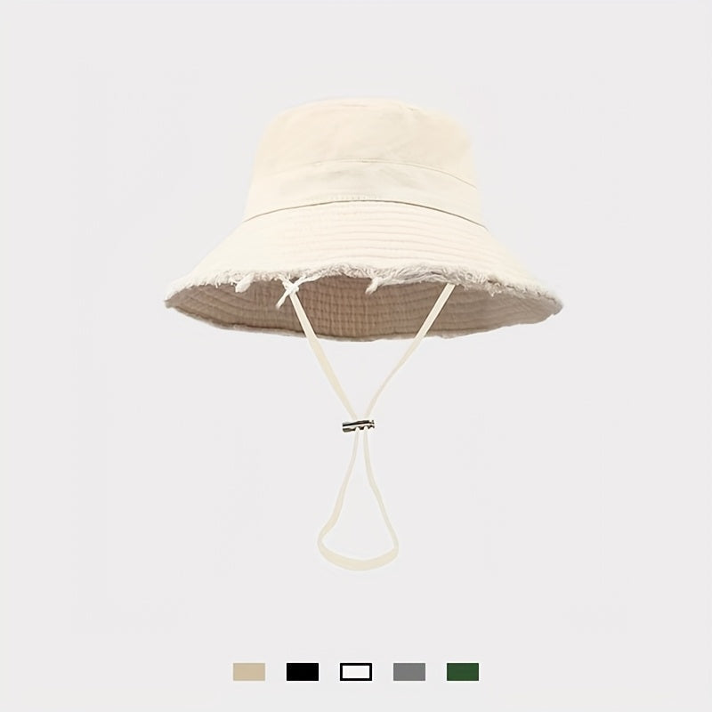 Bucket Hat Wide Brim UV Protection Adjustable Drawstring