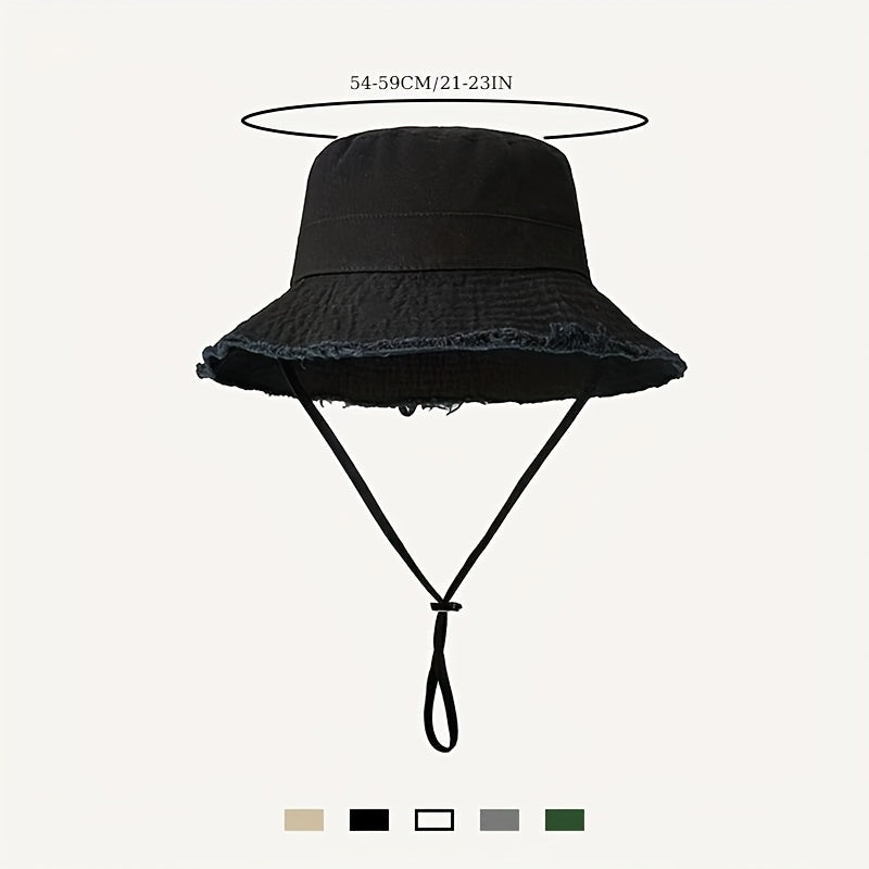 Bucket Hat Wide Brim UV Protection Adjustable Drawstring