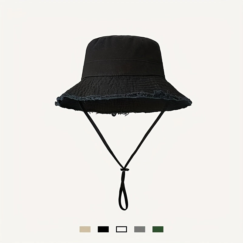 Bucket Hat Wide Brim UV Protection Adjustable Drawstring