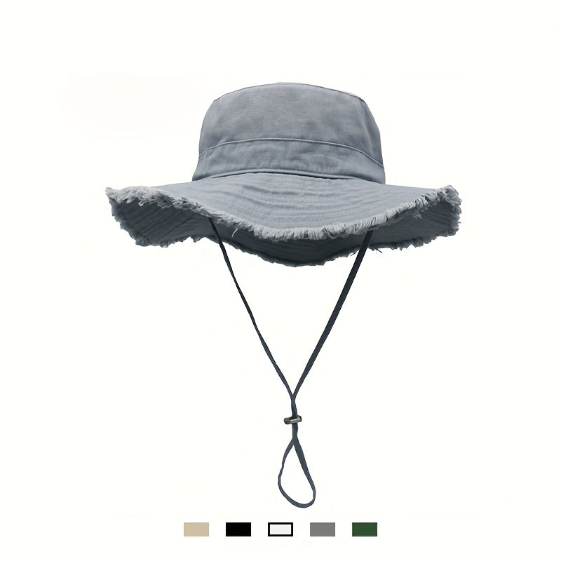 Bucket Hat Wide Brim UV Protection Adjustable Drawstring