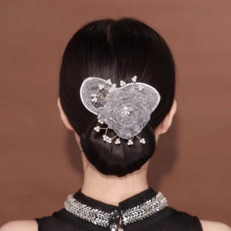 Bun Maker Floral Accent Soft Fabric & Flexible Wire