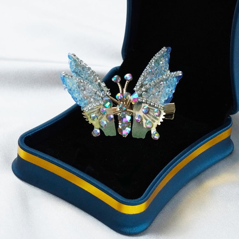 Butterfly Hair Clips Movable Wings & Sparkling Rhinestones 8-Pack