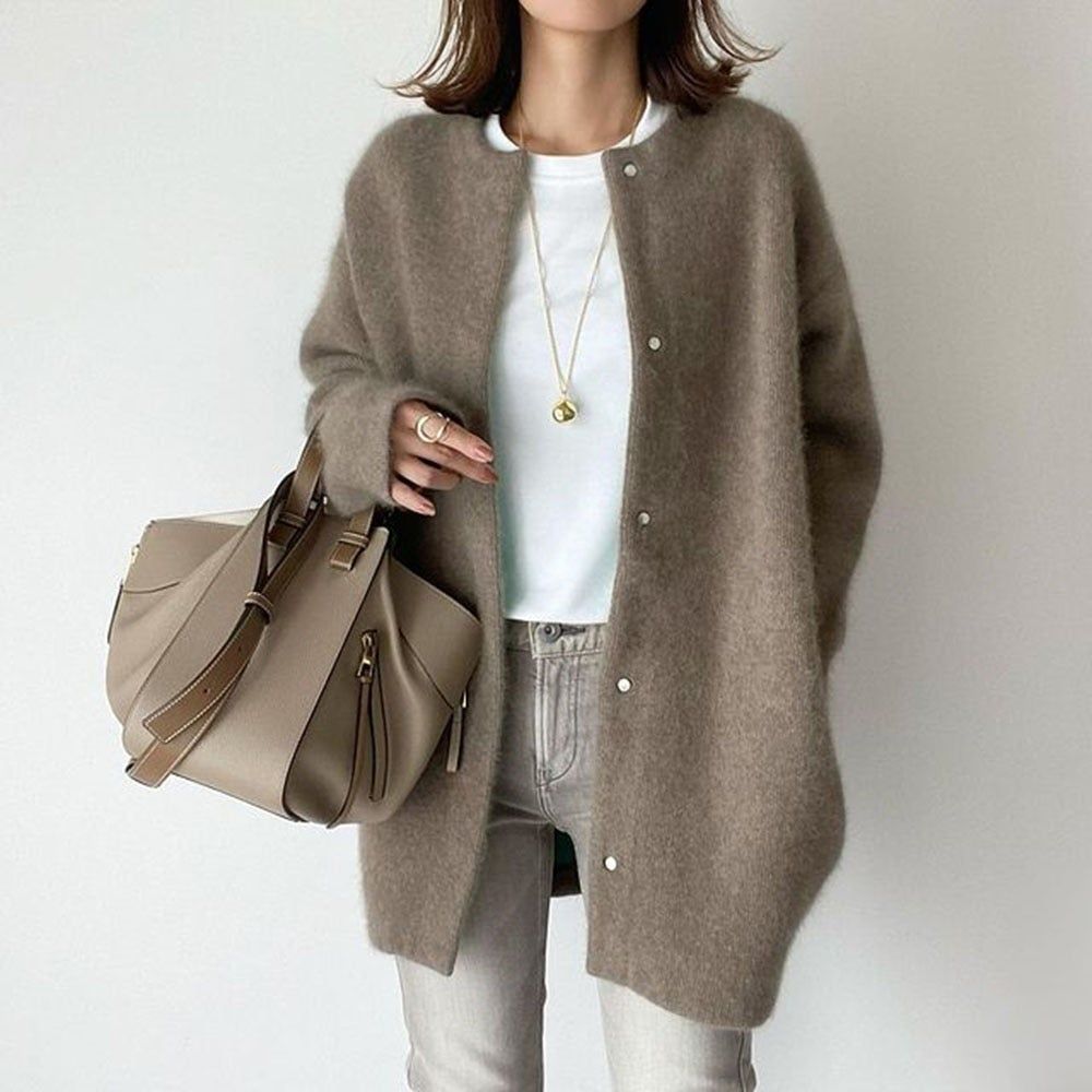 Button-Up Cardigan Cotton Blend All-Season Relaxed Fit