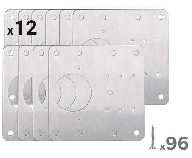 Cabinet Hinge Plate Set Stainless Steel Reinforcement Easy Installation