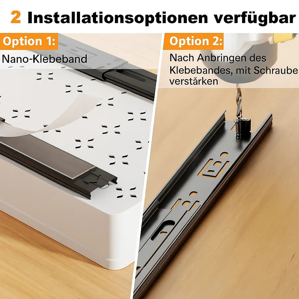 Cabinet Organizer Extendable Quiet Sliding Nano-Tape 55 lb Load