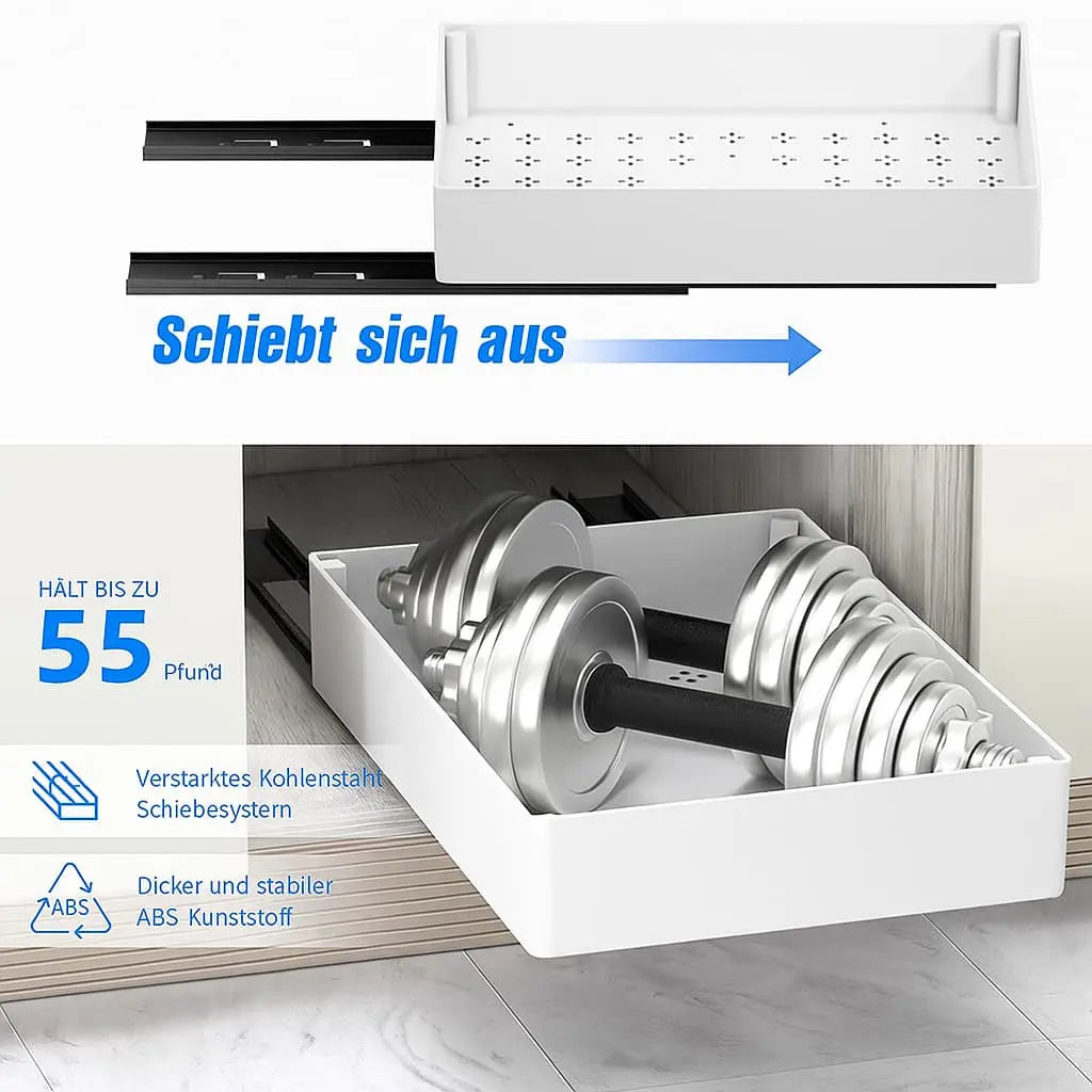 Cabinet Organizer Extendable Quiet Sliding Nano-Tape 55 lb Load